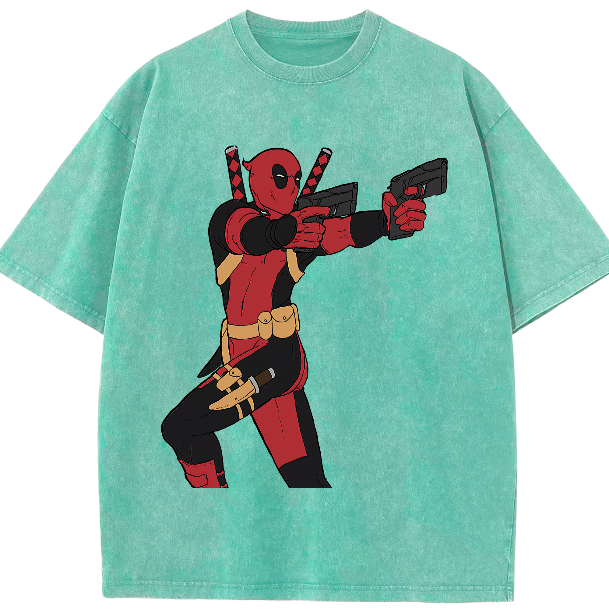 （画像用） Deadpool デッドプール 綿100% ヴィンテージ風 半袖Tシャツ（フロントプリント）
